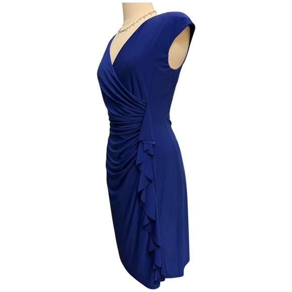 Slinky, draped, cobalt blue dress - Picture 2 of 7